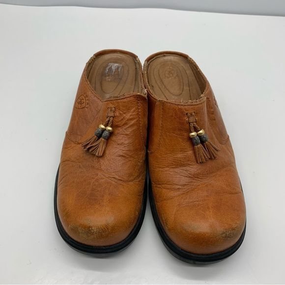 Ariat Tassel Clogs Womens 9 Brown Leather Mules Slip On Casual 93818 - Picture 3 of 9